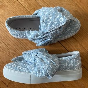 Joshua Sanders Blue White Canvas Daisy Flower Sneakers 41 10
